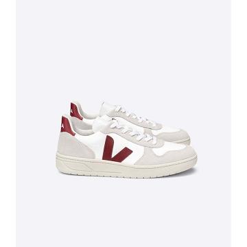 Women's Veja V-10 B-MESH Sneakers White/Red | SG 644LIS